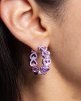 Paparazzi Historic Hearts - Purple Hoops Earrings