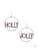 Paparazzi Holly Jolly- Red Earrings