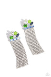 Paparazzi Horizontal Hallmark - Blue Emerald Earrings