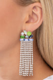 Paparazzi Horizontal Hallmark - Blue Emerald Earrings
