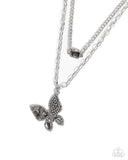 Paparazzi Hovering Headline- Silver Butterfly Necklace