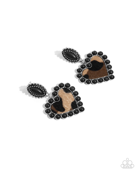 Paparazzi Whimsical Wrangler - Black Heart Earrings