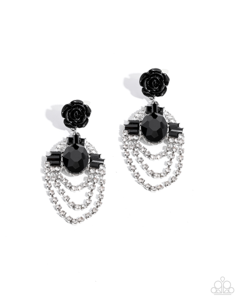 Paparazzi Rosy Rave - Black Earrings