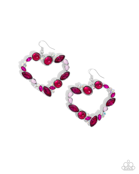 Paparazzi Heart Hierarchy - Pink Heart Earrings