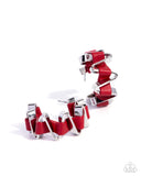 Paparazzi Captivating Corkscrew- Red Hoops Earrings