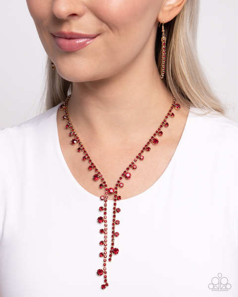 Paparazzi Glittery Getaway- Red Necklace