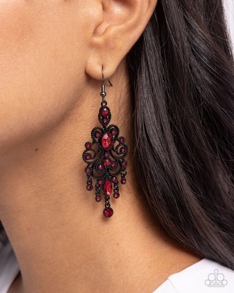 Paparazzi Chandelier Celebration - Red Earrings