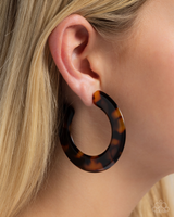 Paparazzi Spotted Scoop - Brown Hoops Earrings