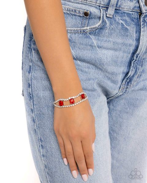 Paparazzi Embedded Elegance -Red Bracelet