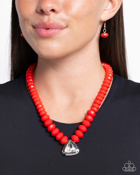 Paparazzi Trailblazing Triangle - Red Necklace