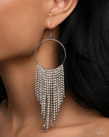 Paparazzi Streamlined Shimmer- White Earrings