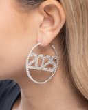 Paparazzi This is Gonna Be My Year - White 2025 Hoops Earrings