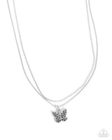 Paparazzi Adorable Ascension- SIlver Butterfly Necklace