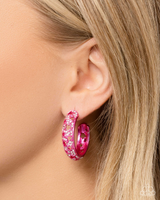 Paparazzi Stellar Significance - Pink Hoops Star Earrings