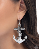 Paparazzi Adorable Anchor- Silver Earrings