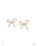 Paparazzi Convincing Charm - Gold Bow Earrings