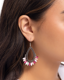 Paparazzi Pronged Pattern- Pink Earrings
