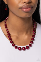 Paparazzi Manhattan Mogul - Red Pearls Necklace