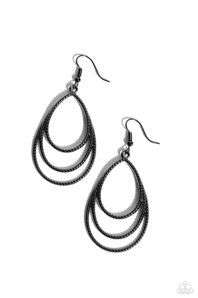 Paparazzi Trendy TIER-Drops - Black Earrings