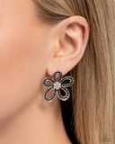 Paparazzi Blooming Belle - Black Flower Earrings