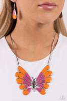 Paparazzi Moth Maven - Pink Butterfly Necklace