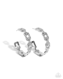 Paparazzi Downtown Decadence - White Hoops Earrings