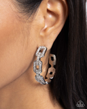 Paparazzi Downtown Decadence - White Hoops Earrings