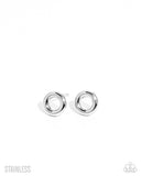 Paparazzi Round Table Radiance- Silver Stainless Steel Earrings