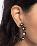 Paparazzi Flower Vine- Black Hoops Earrings