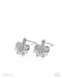 Paparazzi Tactical Turtle - Silver Earrings