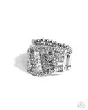 Paparazzi Confident Crisscross- White Ring