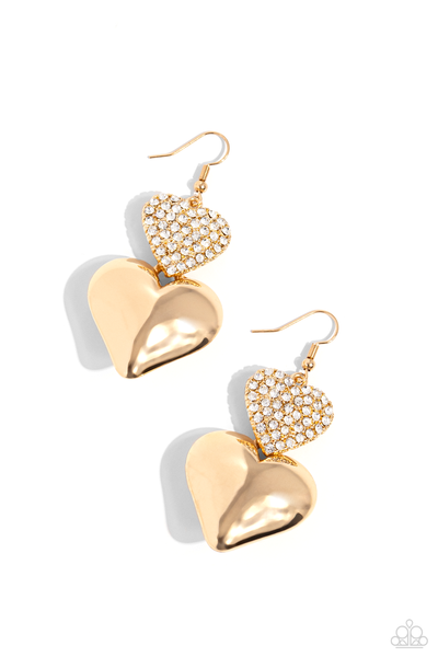 Paparazzi Charming Connection - Gold Heart Earrings