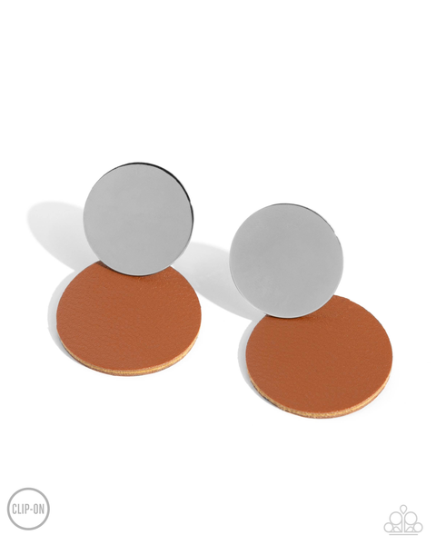 Paparazzi Leather Leader - Brown Earrings