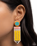Paparazzi Phenomenal Pencil- Yellow Earrings