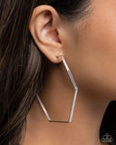 Paparazzi Handcrafted Hexagons - SIlver Hoops Earrings