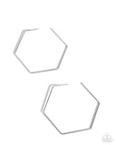 Paparazzi Handcrafted Hexagons - SIlver Hoops Earrings