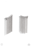 Paparazzi Feuding Fringe - White Earrings
