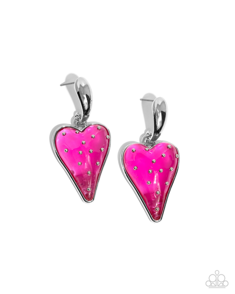 Paparazzi Glossy Goodwill - Pink Earrings