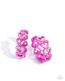 Paparazzi Historic Hearts - Pink Hoops Earrings