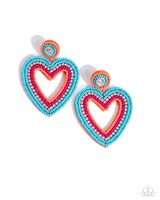 Paparazzi Headfirst Heart - Orange Earrings