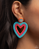 Paparazzi Headfirst Heart - Orange Earrings