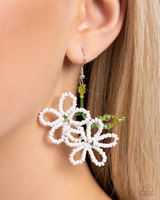 Paparazzi Beaded Blooms - White Earrings