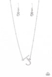 Paparazzi INITIALLY Yours - J - White Necklace