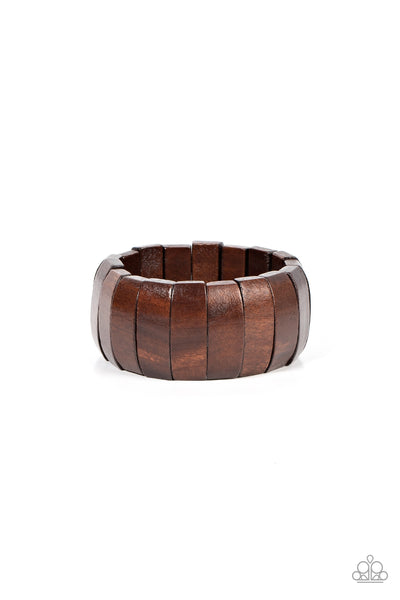 Paparazzi Island Grind - Brown Wooden Bracelet