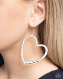 Paparazzi Just My Type - Silver Heart Earrings