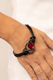 Paparazzi Keep Your Distance - Red Oversized Oval Gem Bracelet