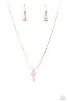 Paparazzi LOVE-Locked - Rose Gold Key Pedant Necklace