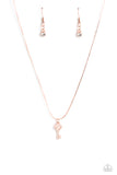 Paparazzi LOVE-Locked - Rose Gold Key Pedant Necklace