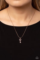 Paparazzi LOVE-Locked - Rose Gold Key Pedant Necklace