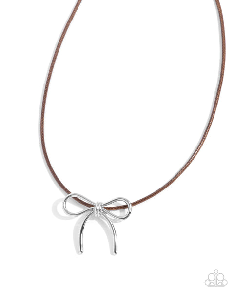 Paparazzi Leisurely Ladylike - Brown Bow Necklace